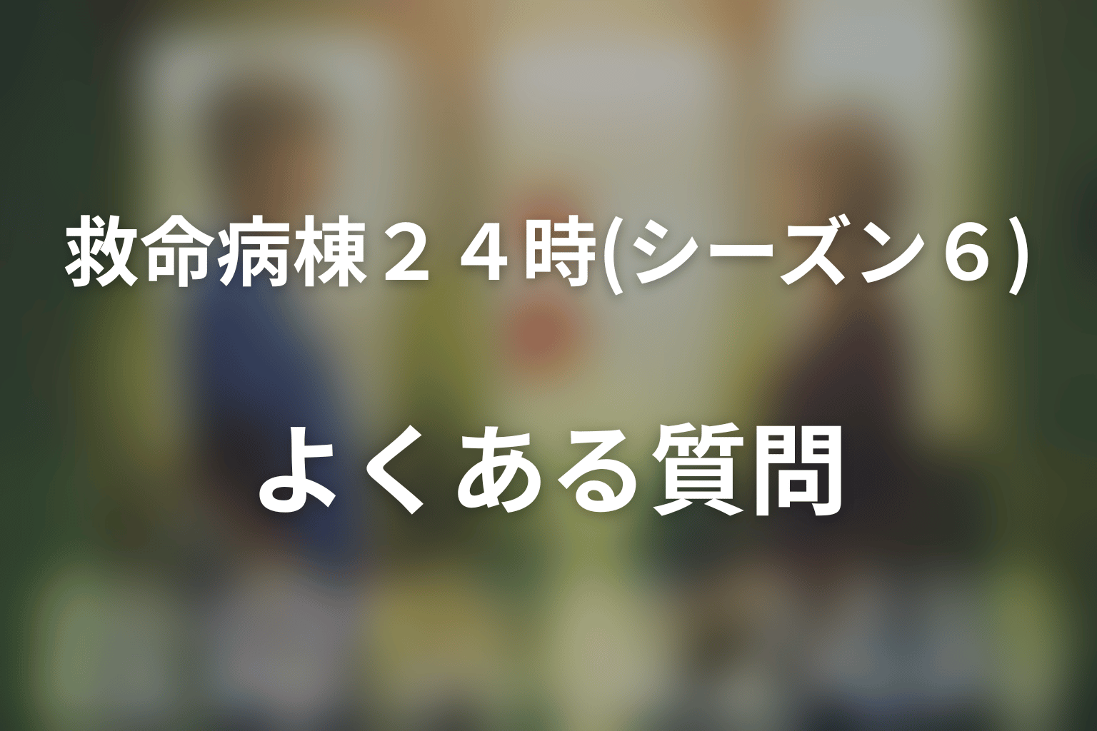 ドラマ「救命病棟24時(シーズン6)」のよくある質問